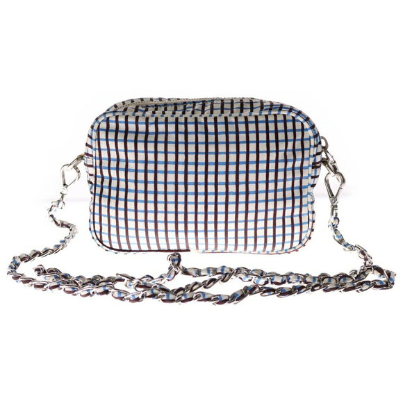 Prada White Bag Shoulder Nylon Blue Chain Brown - Picture 1 of 6